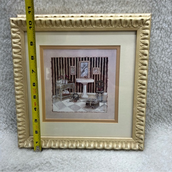 C Winterle Olson set of 2 bathroom framed decor cream color 10.5" Mervyn's - Picture 6 of 14
